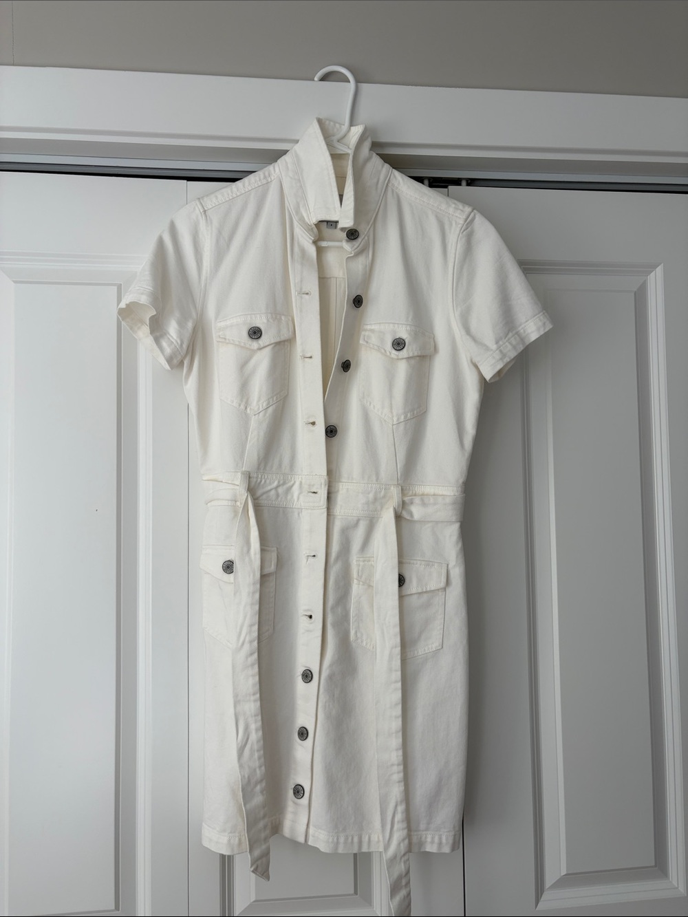 Rails Danica White Denim Dress size Small Tie Waist Button Front